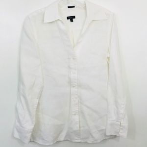 Talbots Irish Linen White Button Down Size 8